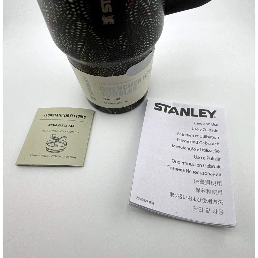 Stanley x CALIA 30oz Quencher H2.0 FlowState Tumbler Black White Pattern NWT